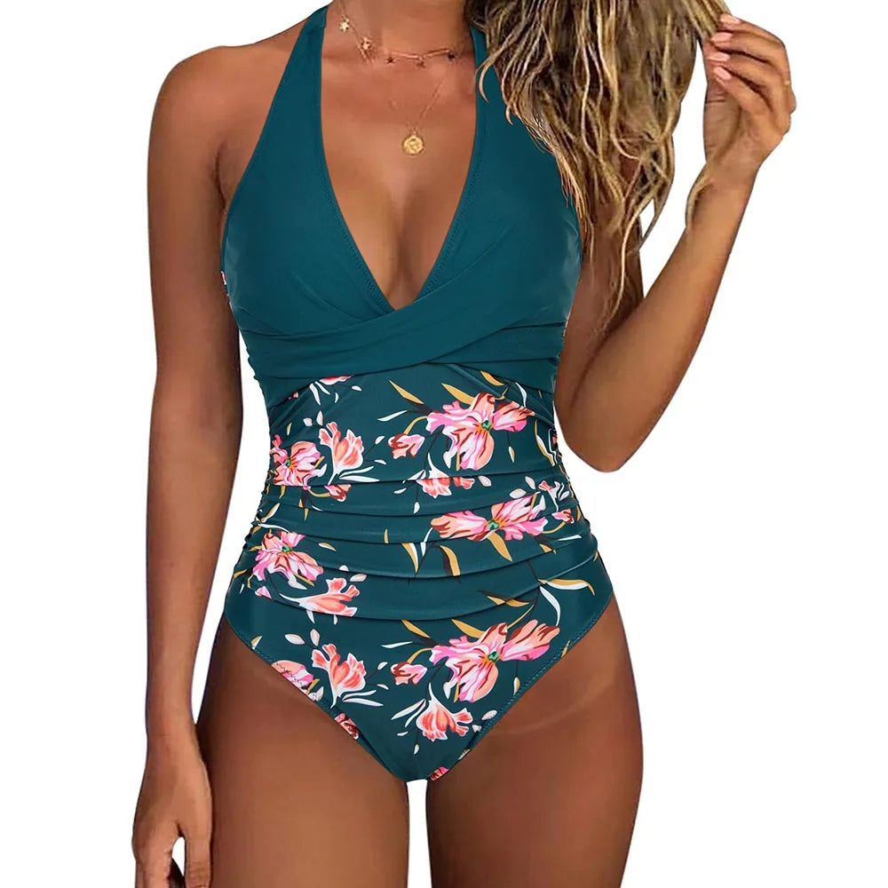 Silveth | Dameszwempak met buikcontrole - Elegant gedrukte vormgevende zwemkleding