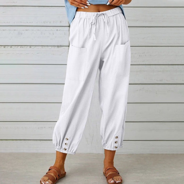 Aneliya | Damesbroek met hoge taille en losse wijde pijpen - rechte casual zomerbroek