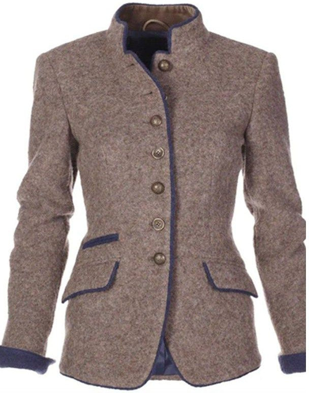 Helmine | Vintage blazerjas voor dames, effen kleur, elegante werk- en casual bovenkleding