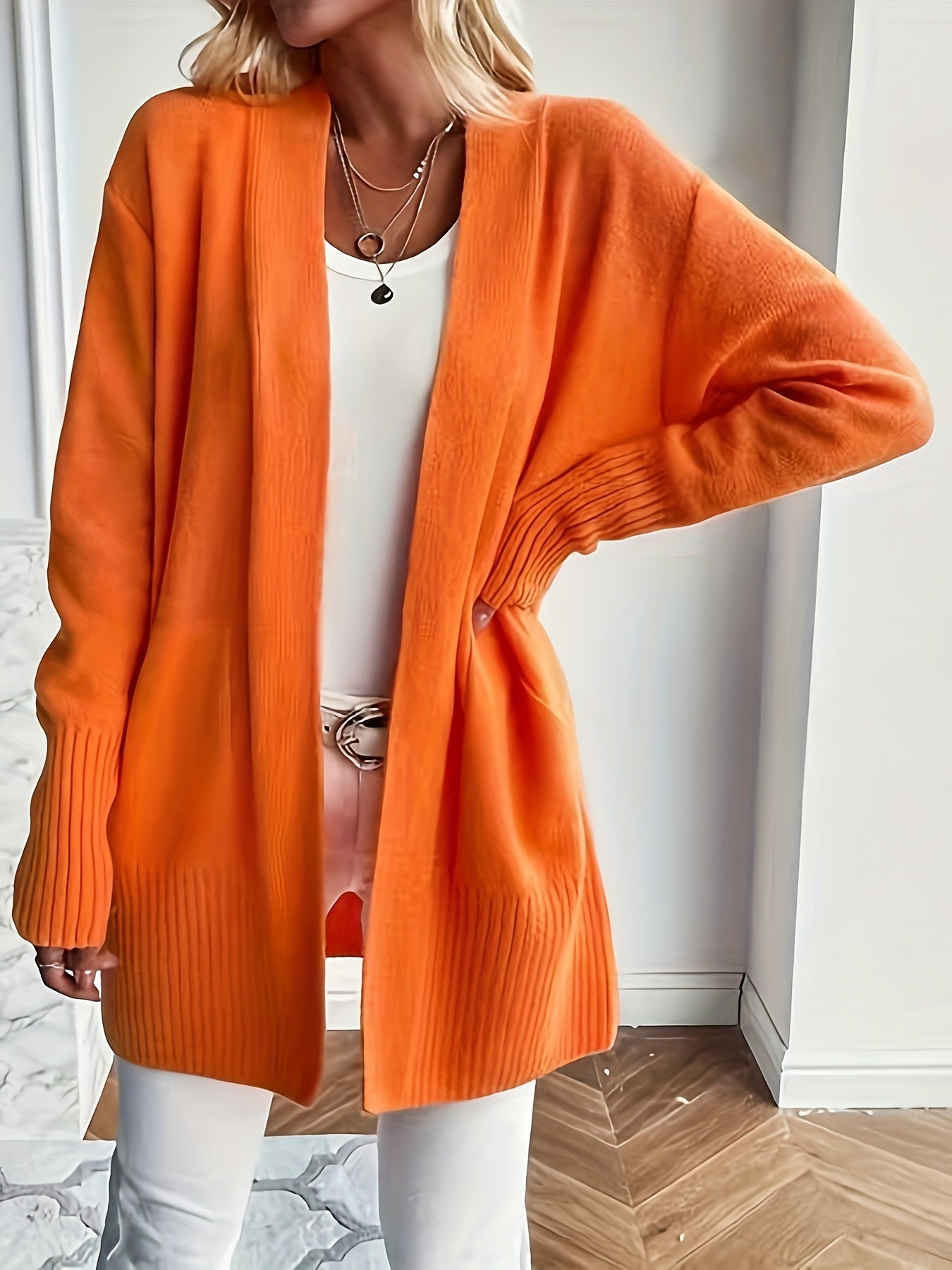 Rosavine | Open gebreid vest voor dames - Relaxed Fit, lange mouwen, gezellig casual vest met zakken