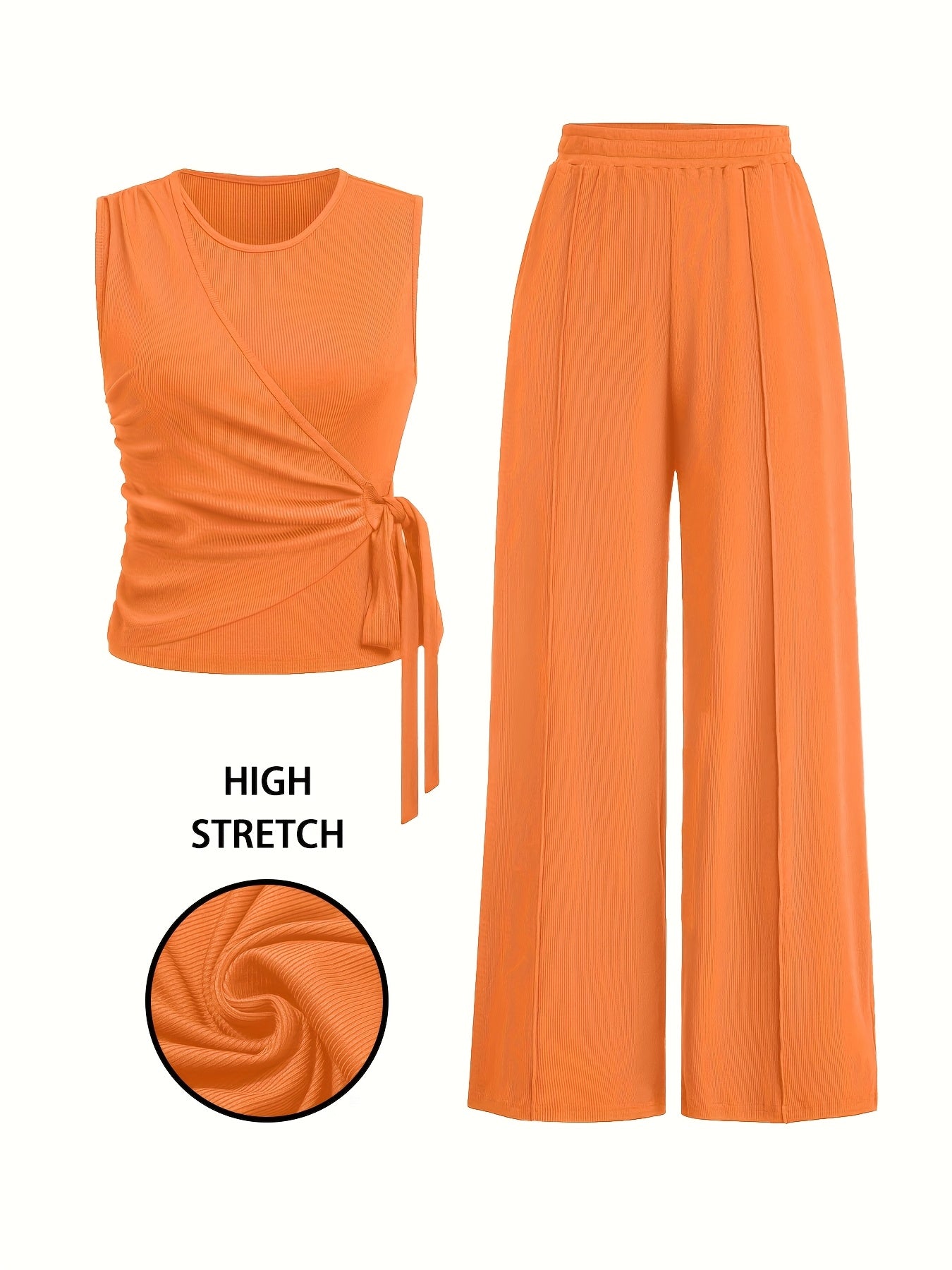 Blyra | 2-Delige geribde mouwloze top en wijde broek voor dames - zomerse lounge outfit