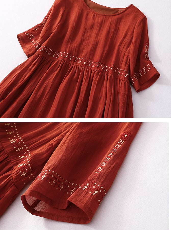 Raniah | Boho Maxi Jurk - Soepel vallende lichtgewicht zomerjurk met halve mouwen, ademende stof