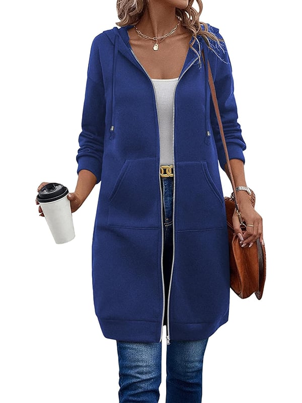Nicolina | Lange damesjas met capuchon en ritssluiting – Warme, lichtgewicht, casual bovenkleding