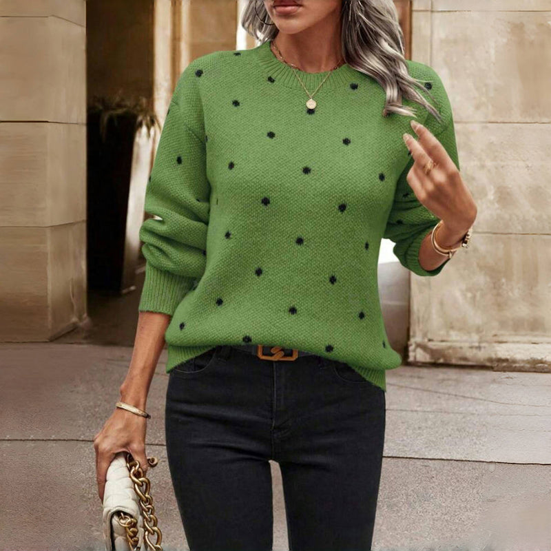 Valdis | Elegante gebreide trui met stippen – zachte katoenmix pullover voor casual en chique outfits
