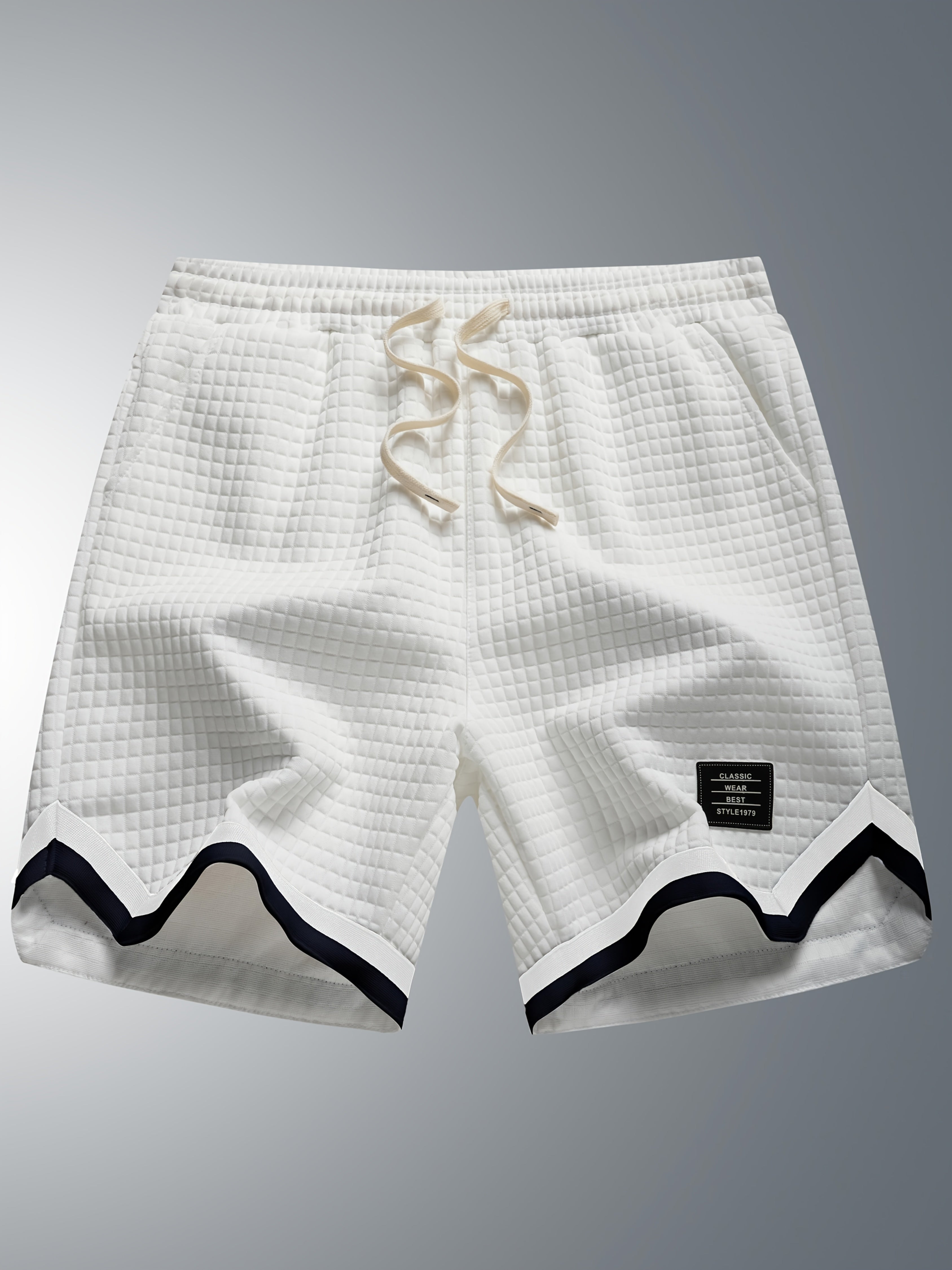 Trenton | Casual geruite gebreide herenshort - kleurblok, koordje