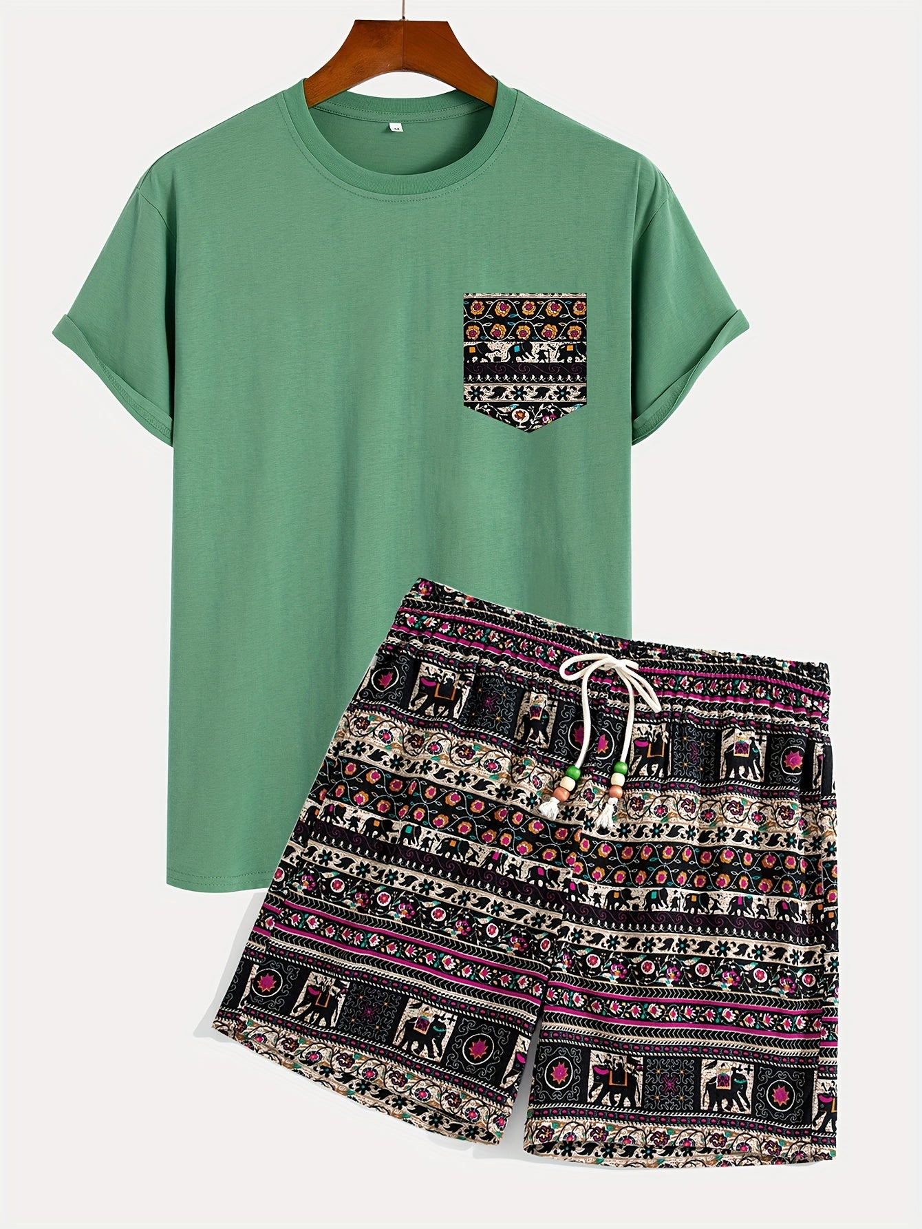 Wilson | Heren Boho Tribal Katoenen T-Shirt en Shorts Set - Casual Loungewear