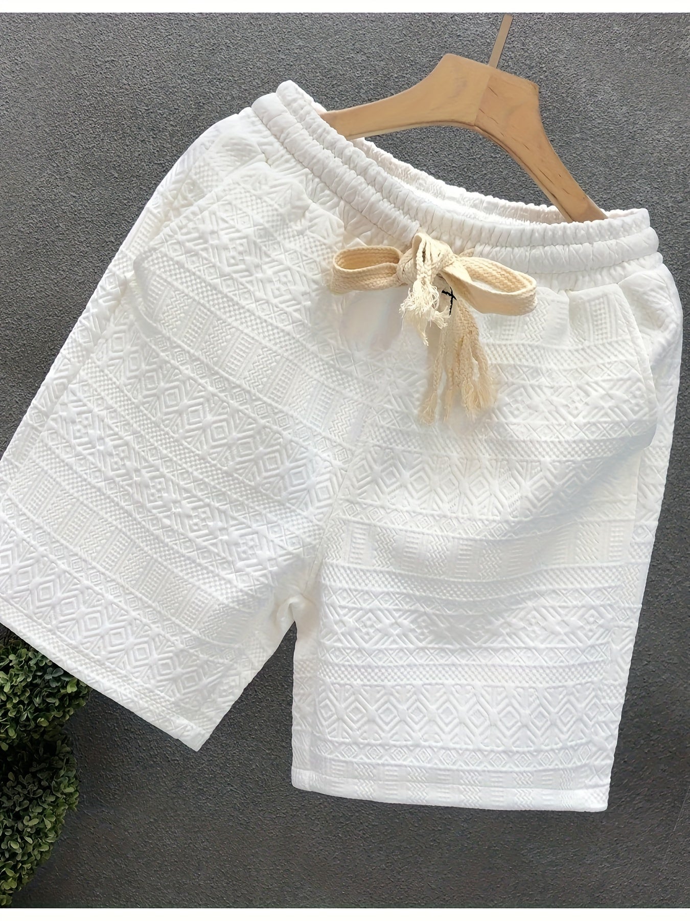 Brunno | Casual Trekkoordshort voor heren - Geometrisch patroon in reliëf, ademend, comfortabel