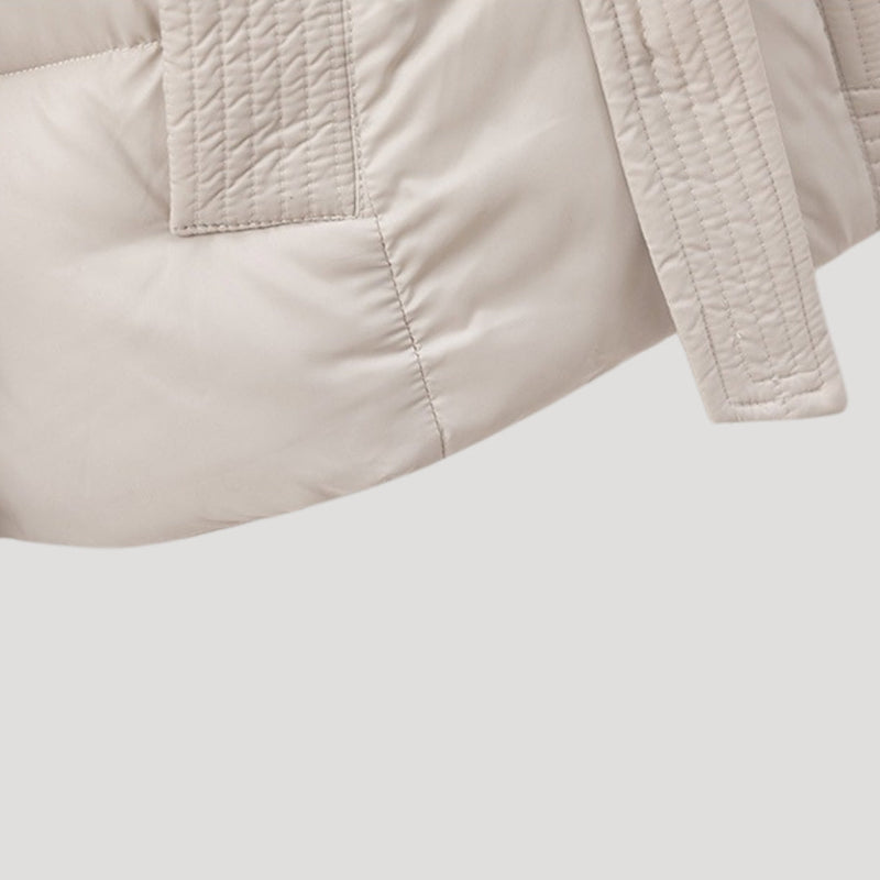 Delyssa | Dames gewatteerde jas met ceintuur en capuchon – Warme winterjas voor koud weer