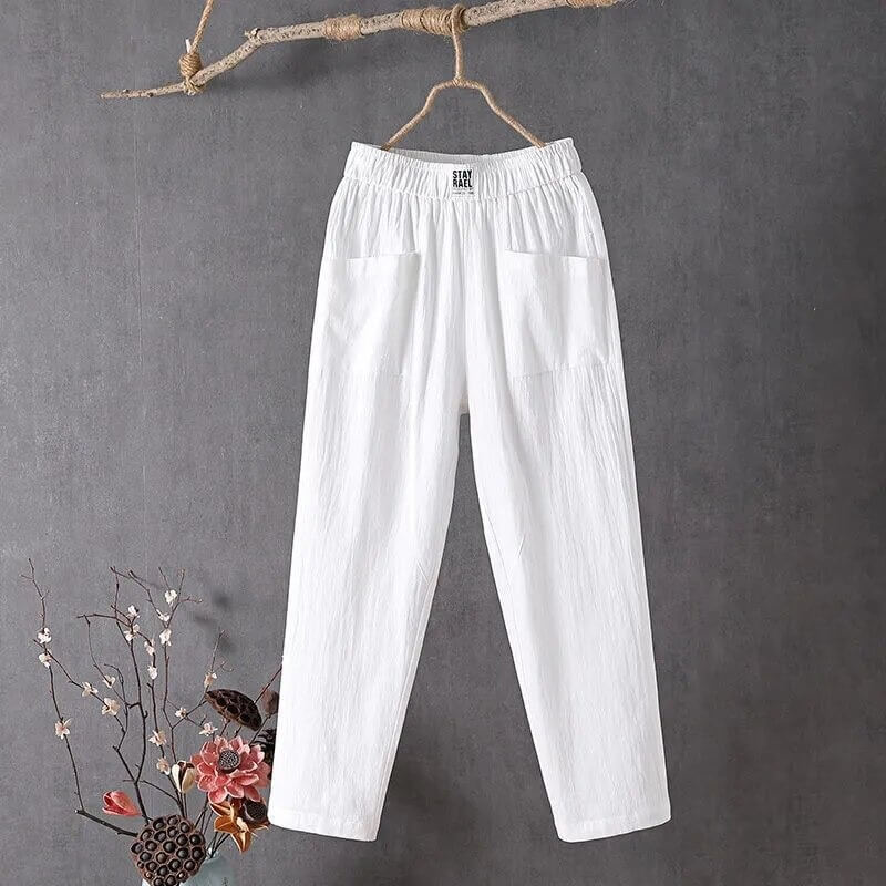 Leire | Wijde Broek met Hoge Taille voor Vrouwen - Ademende Linnenmix, Casual Zomerbroek