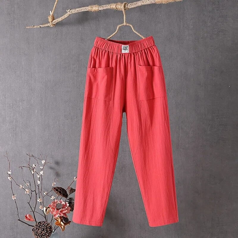Leire | Wijde Broek met Hoge Taille voor Vrouwen - Ademende Linnenmix, Casual Zomerbroek