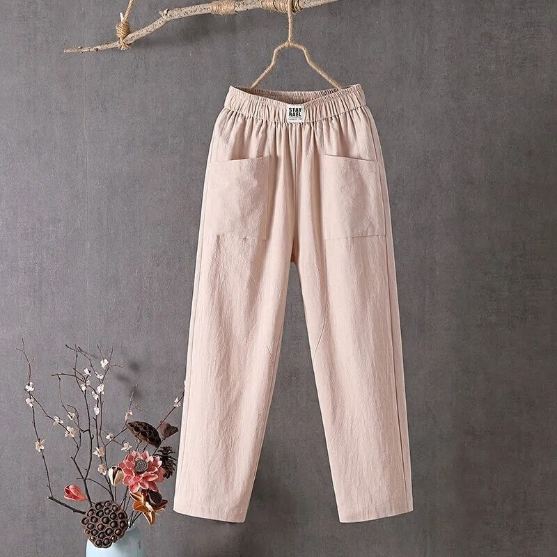 Leire | Wijde Broek met Hoge Taille voor Vrouwen - Ademende Linnenmix, Casual Zomerbroek