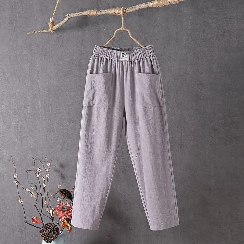 Leire | Wijde Broek met Hoge Taille voor Vrouwen - Ademende Linnenmix, Casual Zomerbroek