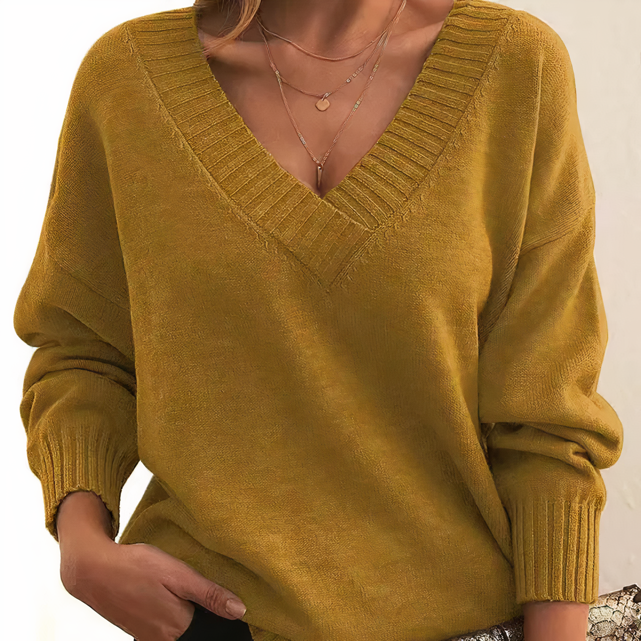 Keylina | Dameskasjmier trui met V-hals – zachte, lichtgewicht gebreide pullover