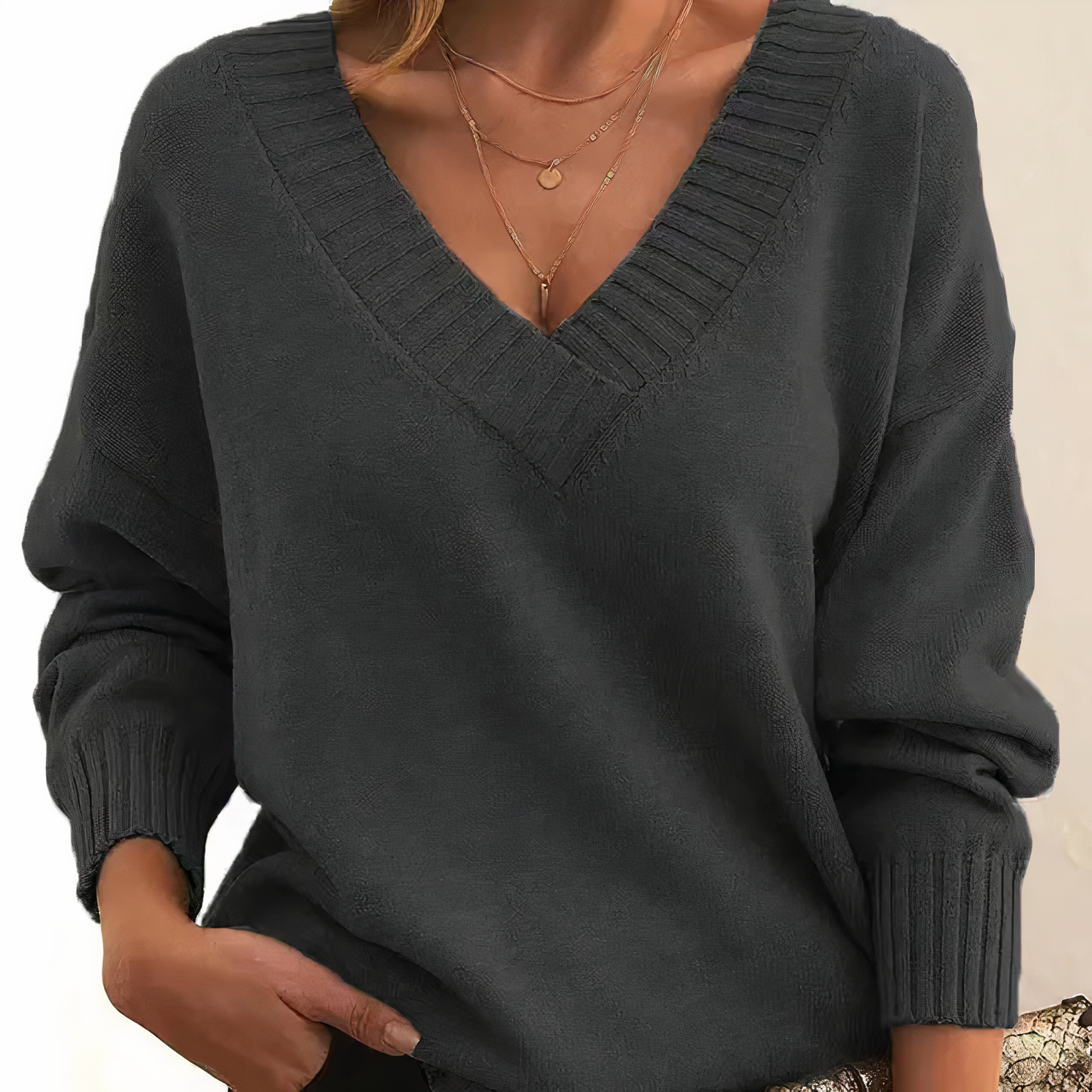 Keylina | Dameskasjmier trui met V-hals – zachte, lichtgewicht gebreide pullover