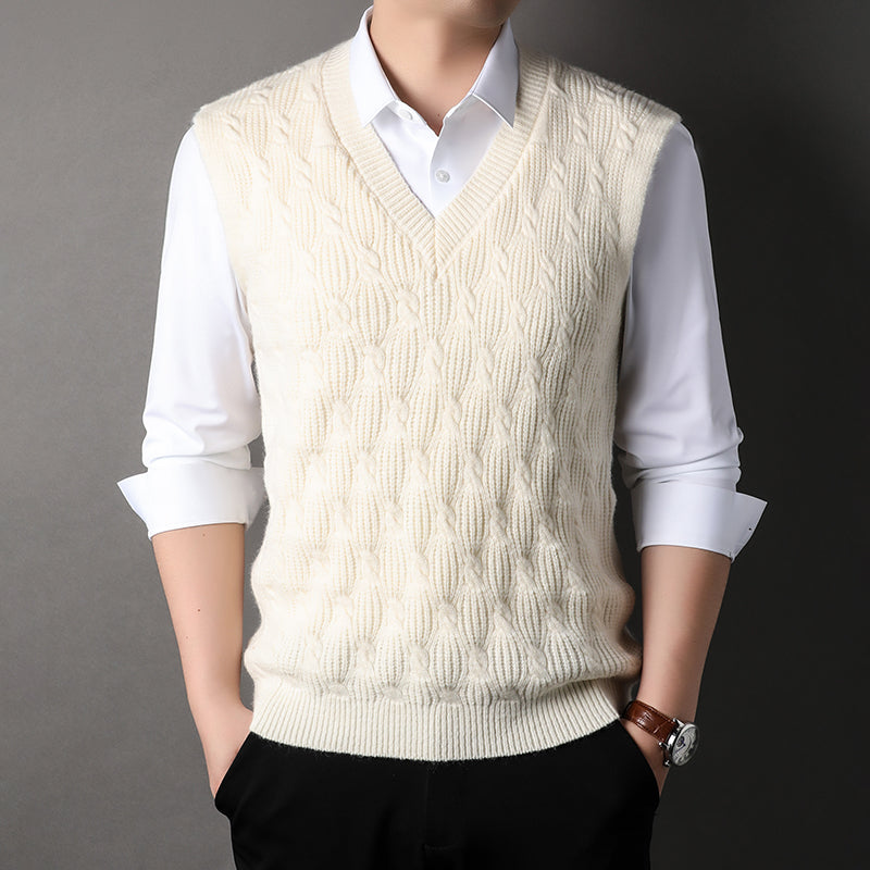Rainerius | Klassiek gestructureerd mouwloos vest voor heren – casual laagjeslook, gebreide stof, lichtgewicht en stijlvol