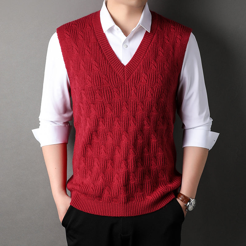 Rainerius | Klassiek gestructureerd mouwloos vest voor heren – casual laagjeslook, gebreide stof, lichtgewicht en stijlvol