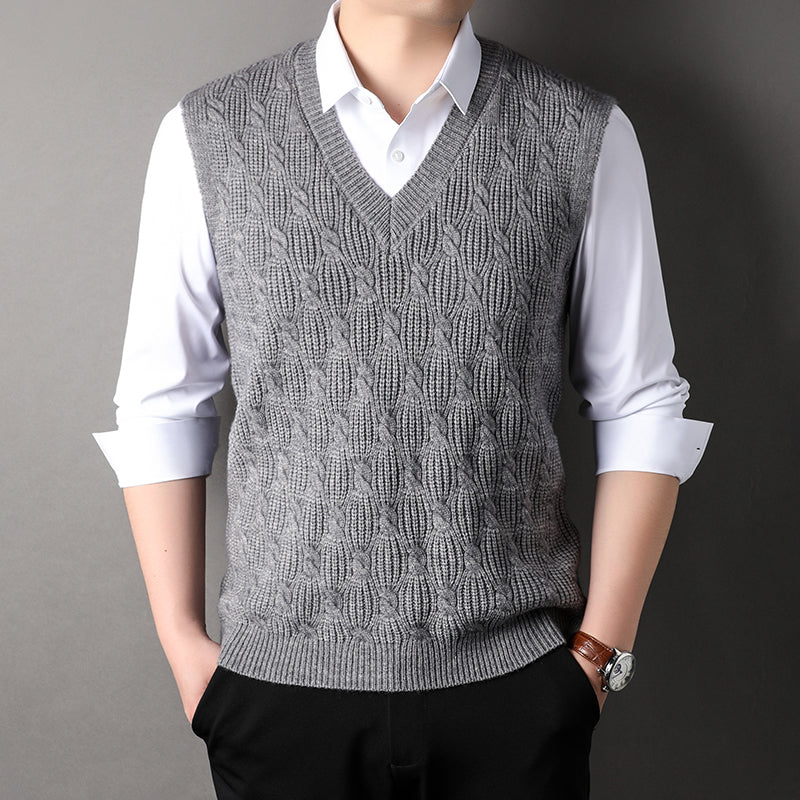 Rainerius | Klassiek gestructureerd mouwloos vest voor heren – casual laagjeslook, gebreide stof, lichtgewicht en stijlvol