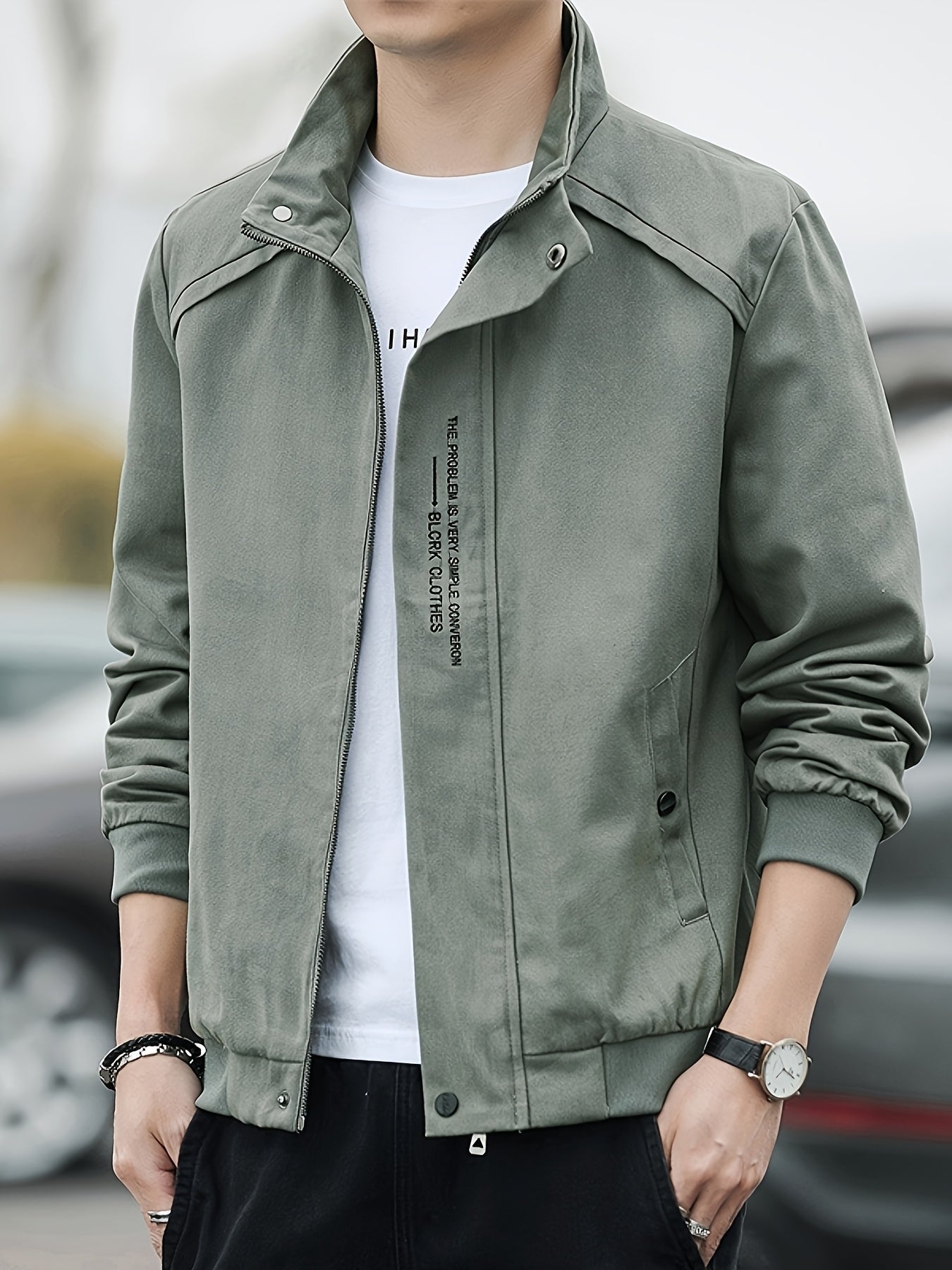 Evaristo | Casual slim fit jas voor heren, volledige ritssluiting, lichtgewicht, trendy bovenkleding voor de herfst