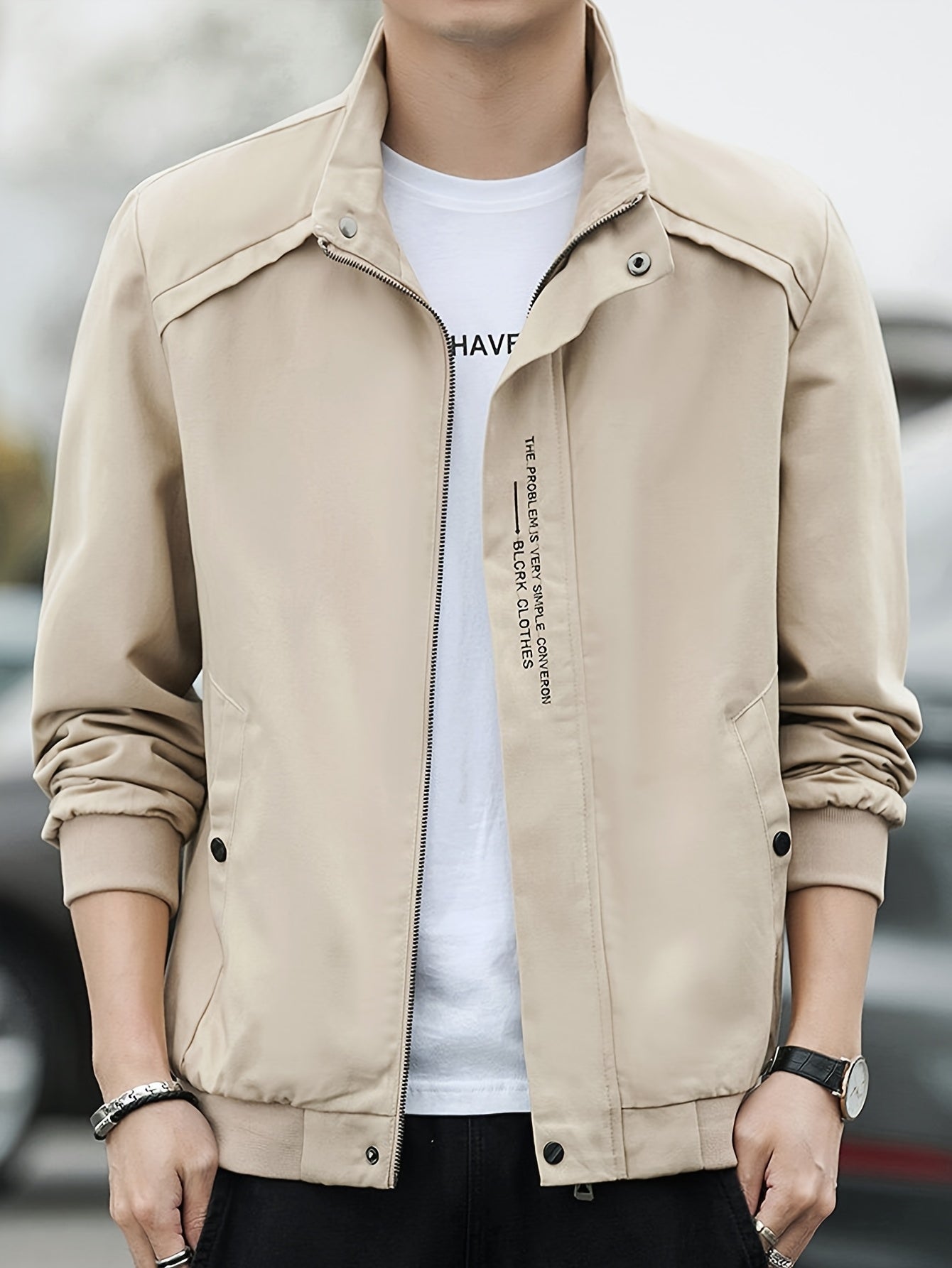 Evaristo | Casual slim fit jas voor heren, volledige ritssluiting, lichtgewicht, trendy bovenkleding voor de herfst