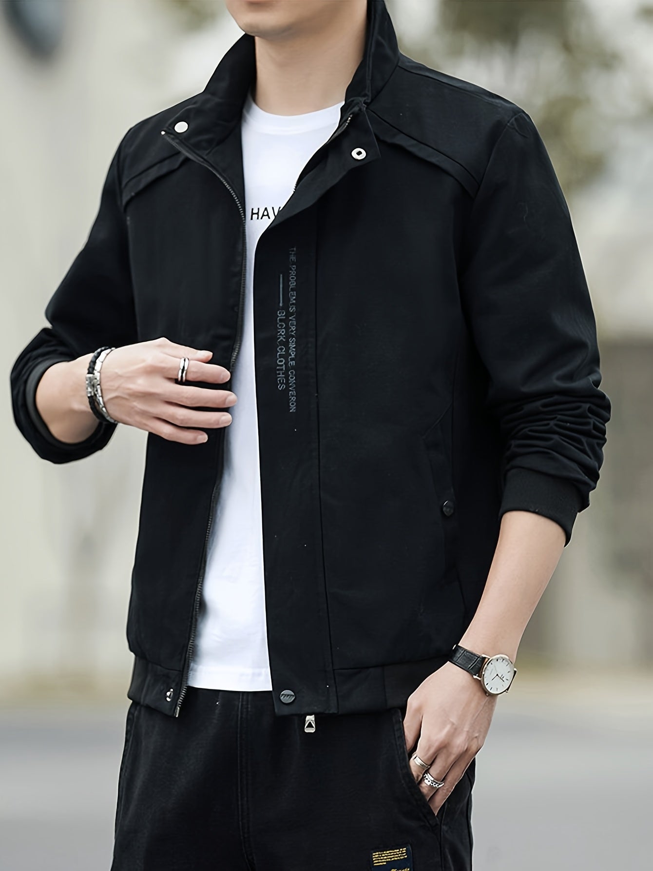 Evaristo | Casual slim fit jas voor heren, volledige ritssluiting, lichtgewicht, trendy bovenkleding voor de herfst