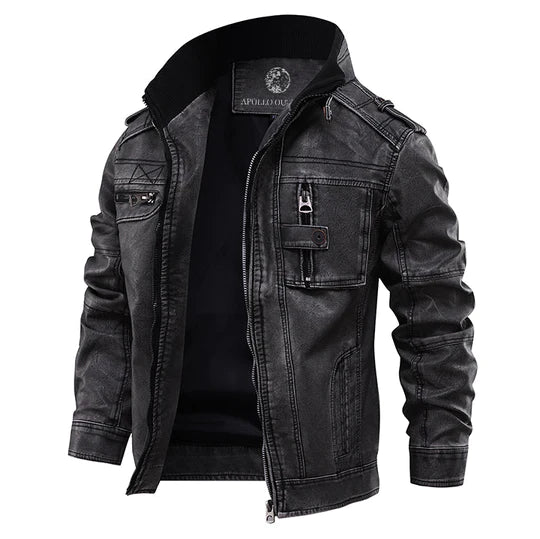 Theren | Leren herenjas - stijlvol denim-achtig motorjack, casual motorjas, leren bovenkleding