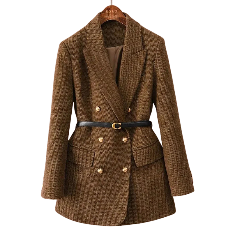 Linde | Luxe tweeknoops tweedjas – elegant getailleerd jasje voor op kantoor, casual en winter