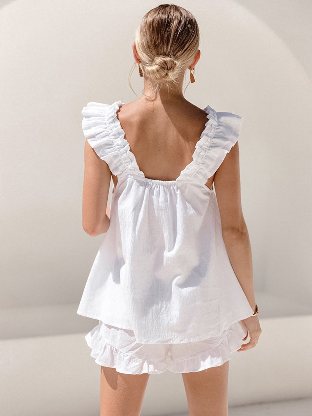 Eden | Ruffled Mouwloze Top & Korte Set - Casual Zomer Outfit voor Vrouwen