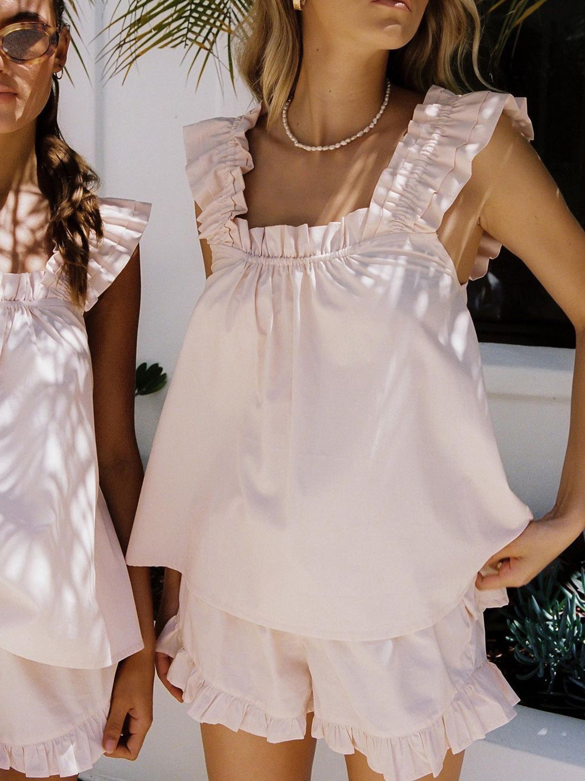 Eden | Ruffled Mouwloze Top & Korte Set - Casual Zomer Outfit voor Vrouwen