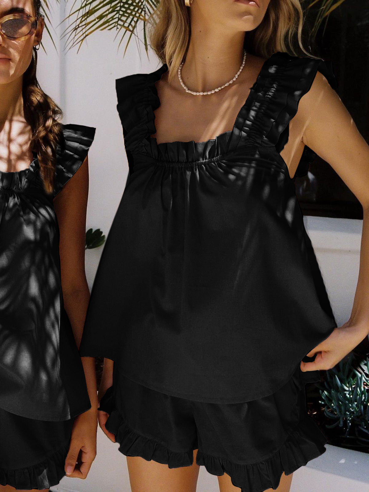 Eden | Ruffled Mouwloze Top & Korte Set - Casual Zomer Outfit voor Vrouwen