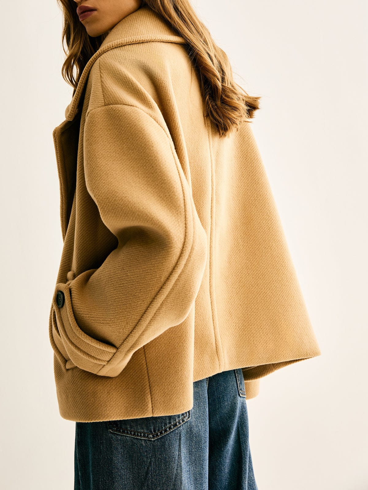 Gwyneira | Oversized korte tweedjas voor dames – Stijlvolle casual winterjas, jas met knopen