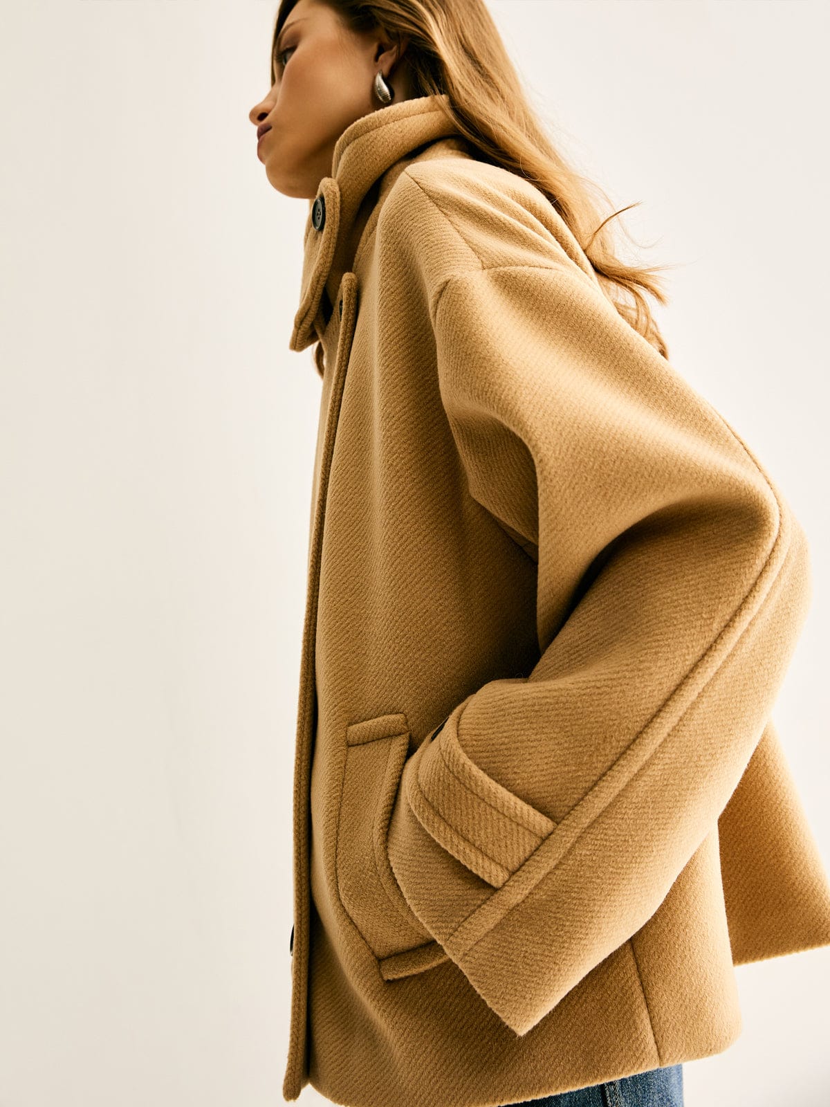 Gwyneira | Oversized korte tweedjas voor dames – Stijlvolle casual winterjas, jas met knopen