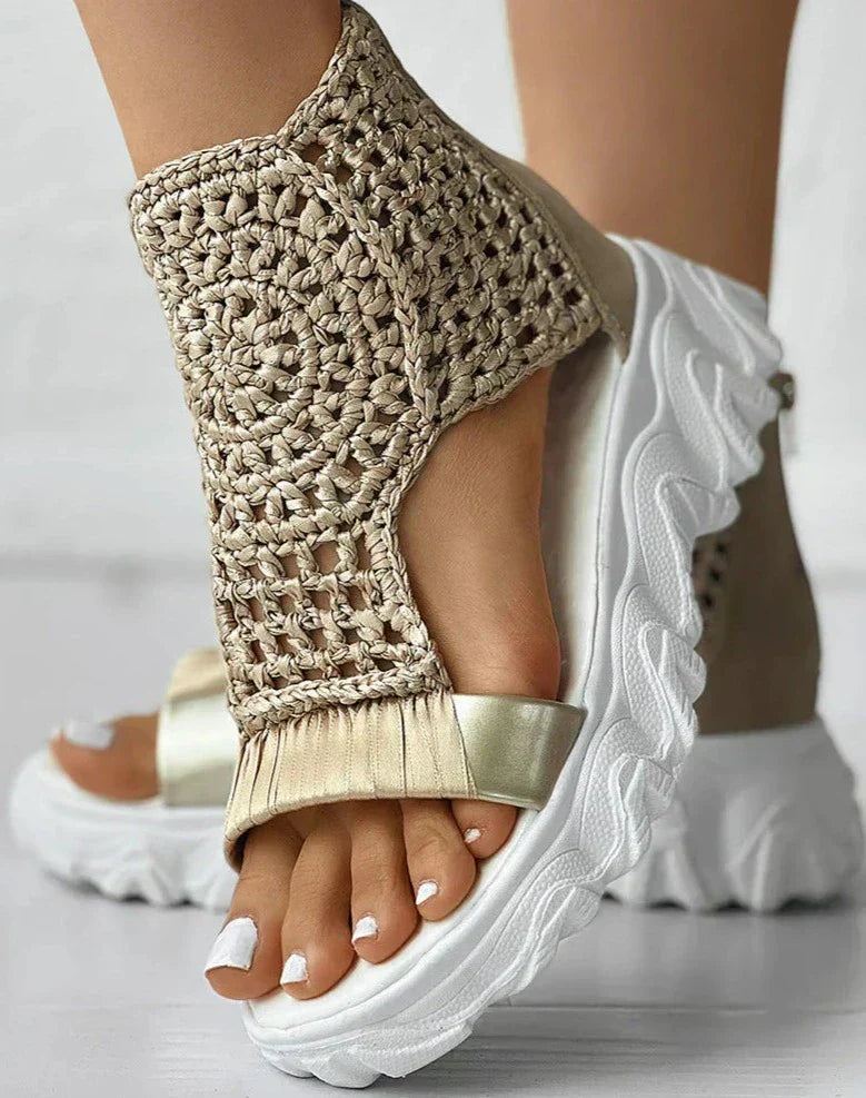TwineStep | Boho Chic gevlochten damessandalen - gepolsterde zool