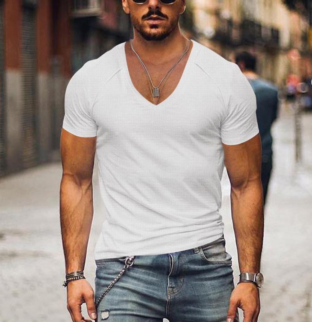 Orlen | Heren-T-shirt met klassieke V-hals - Slim Fit, Zacht Katoen, Casual T-shirt voor dagelijks gebruik