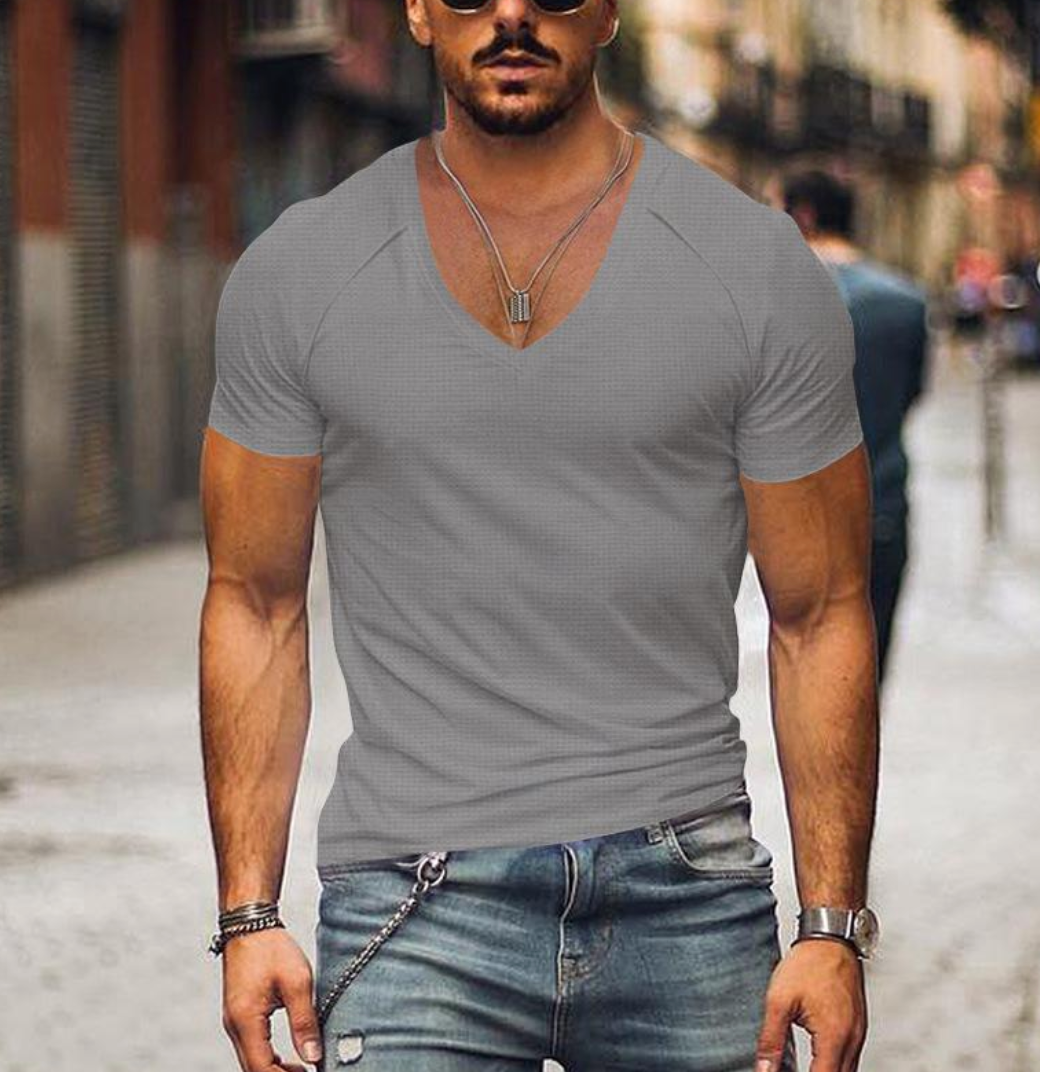 Orlen | Heren-T-shirt met klassieke V-hals - Slim Fit, Zacht Katoen, Casual T-shirt voor dagelijks gebruik