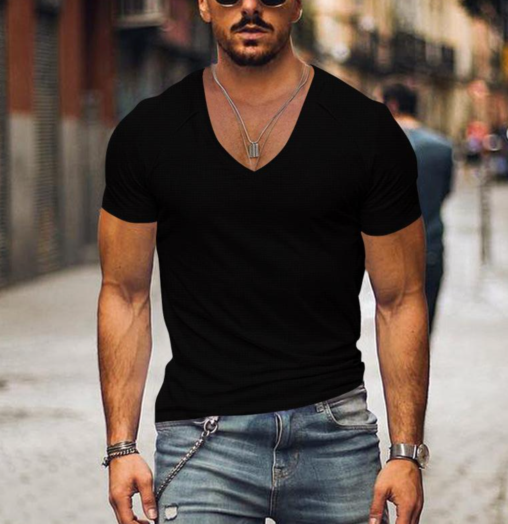 Orlen | Heren-T-shirt met klassieke V-hals - Slim Fit, Zacht Katoen, Casual T-shirt voor dagelijks gebruik