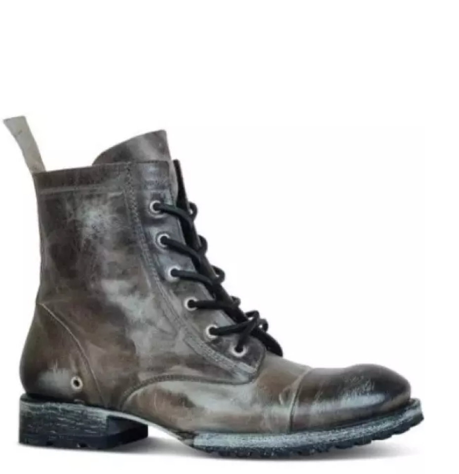 Oldrick | Vintage leren herenlaarzen met vetersluiting, klassieke werklaarzen voor in de winter