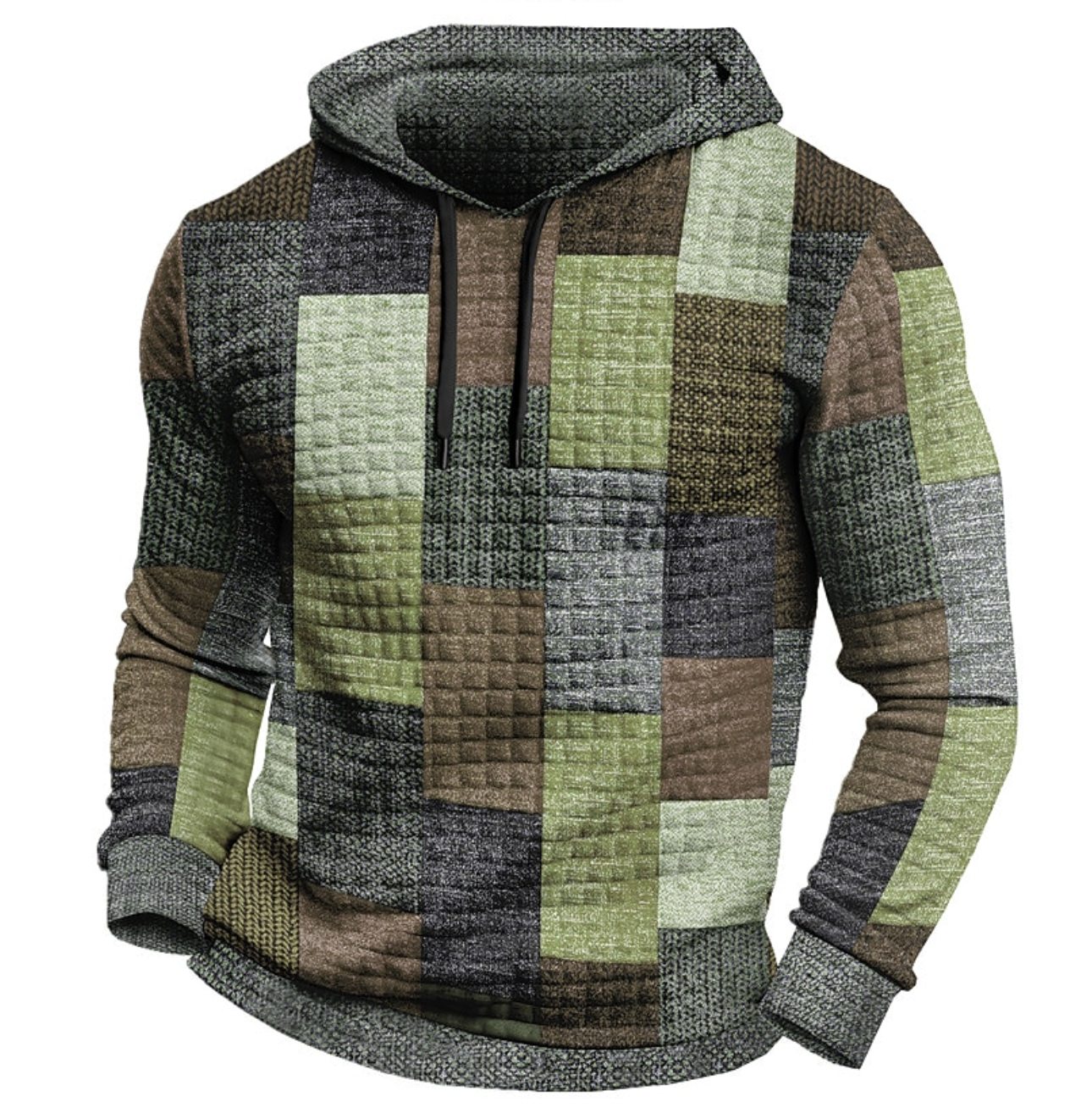 Orhan | Kleurrijke patchwork hoodie voor heren, Italiaans katoen, casual streetwear pullover