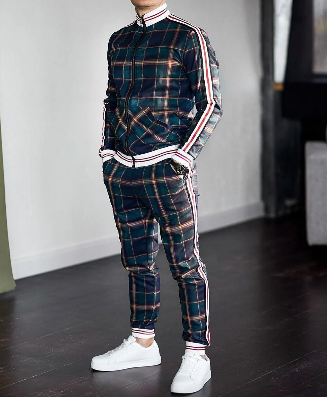 Twan | Moderne geruite set voor heren, jasje en broek, comfortabele pasvorm, casual en sportieve outfit