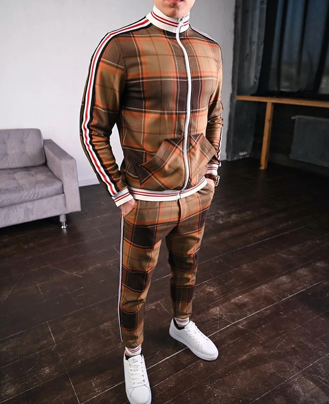 Twan | Moderne geruite set voor heren, jasje en broek, comfortabele pasvorm, casual en sportieve outfit