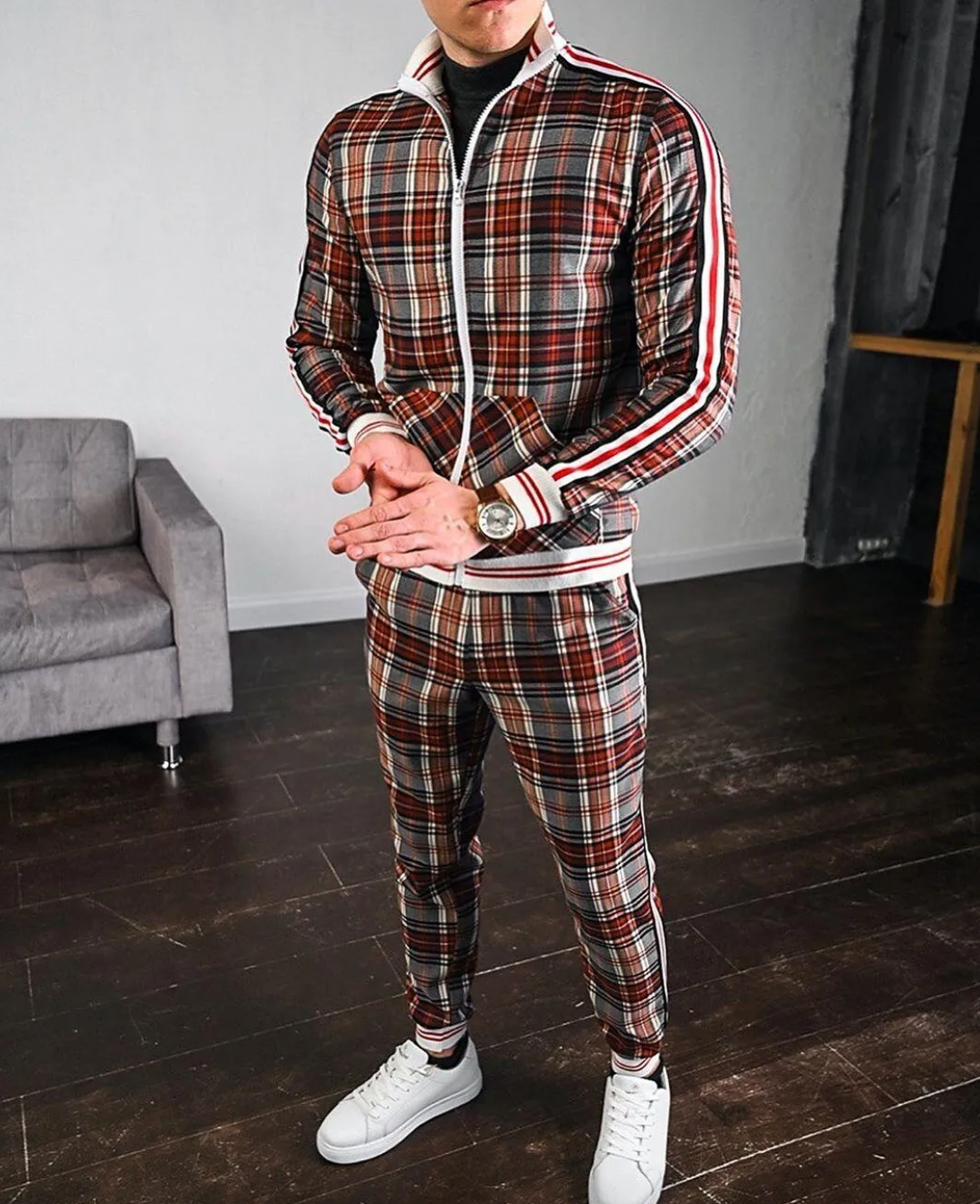 Twan | Moderne geruite set voor heren, jasje en broek, comfortabele pasvorm, casual en sportieve outfit
