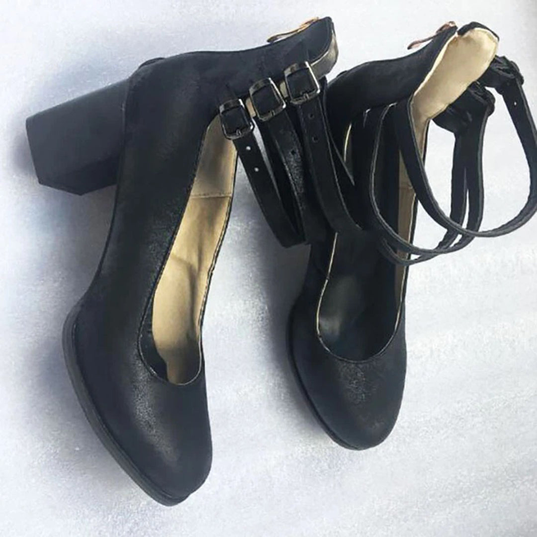 DivaLuxe | Vrouwen Vintage Elegante Enkelband Hoge Hakken Pompen - Klassieke Avond Schoenen