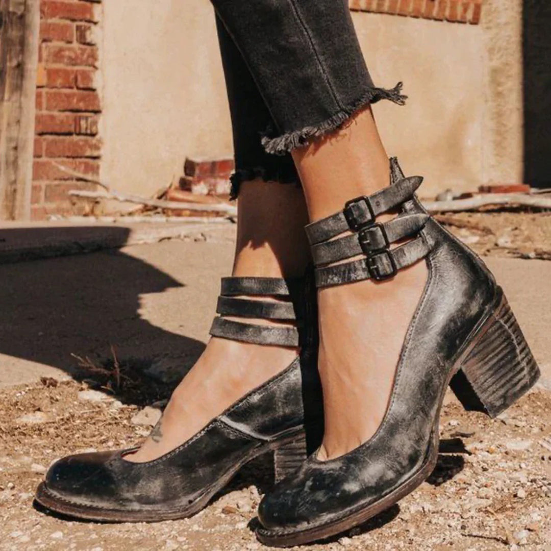 DivaLuxe | Vrouwen Vintage Elegante Enkelband Hoge Hakken Pompen - Klassieke Avond Schoenen