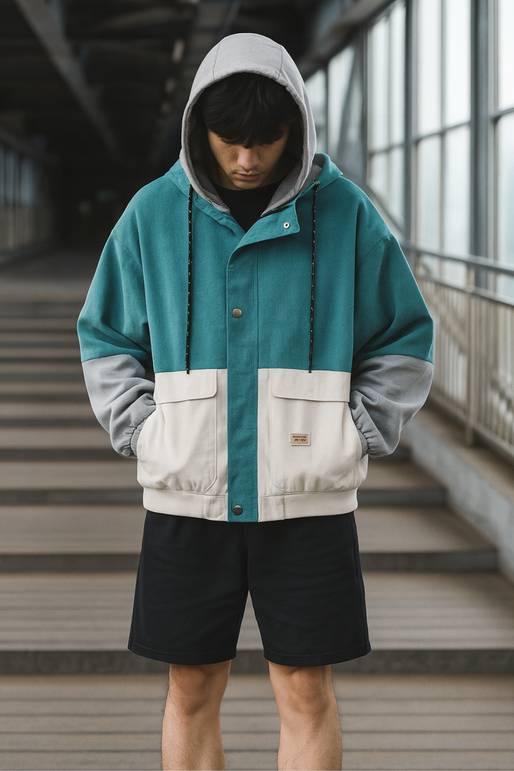 Arion | Driekleurig retro corduroy jasje – Vintage kleurblok bovenkleding