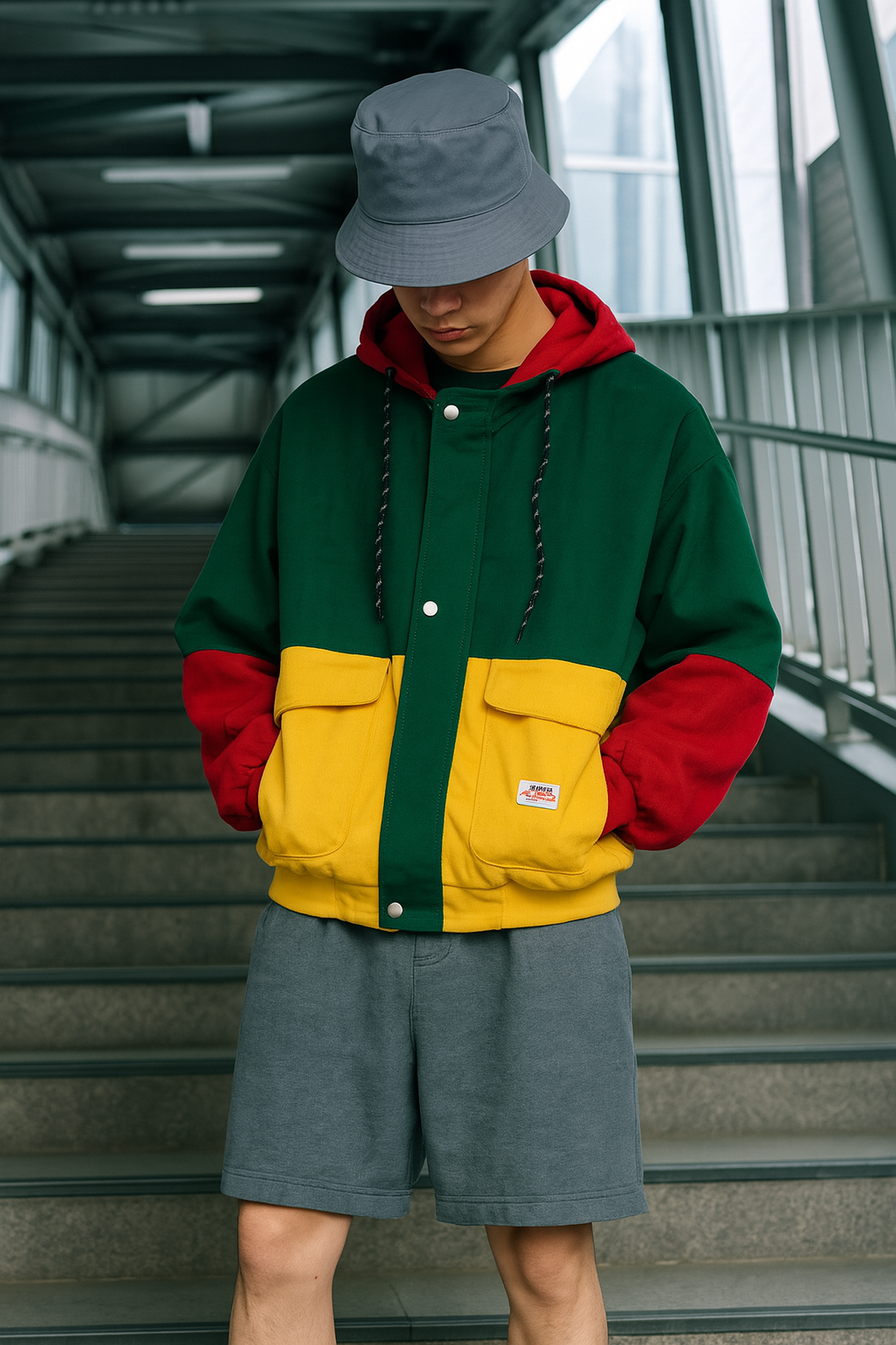 Arion | Driekleurig retro corduroy jasje – Vintage kleurblok bovenkleding