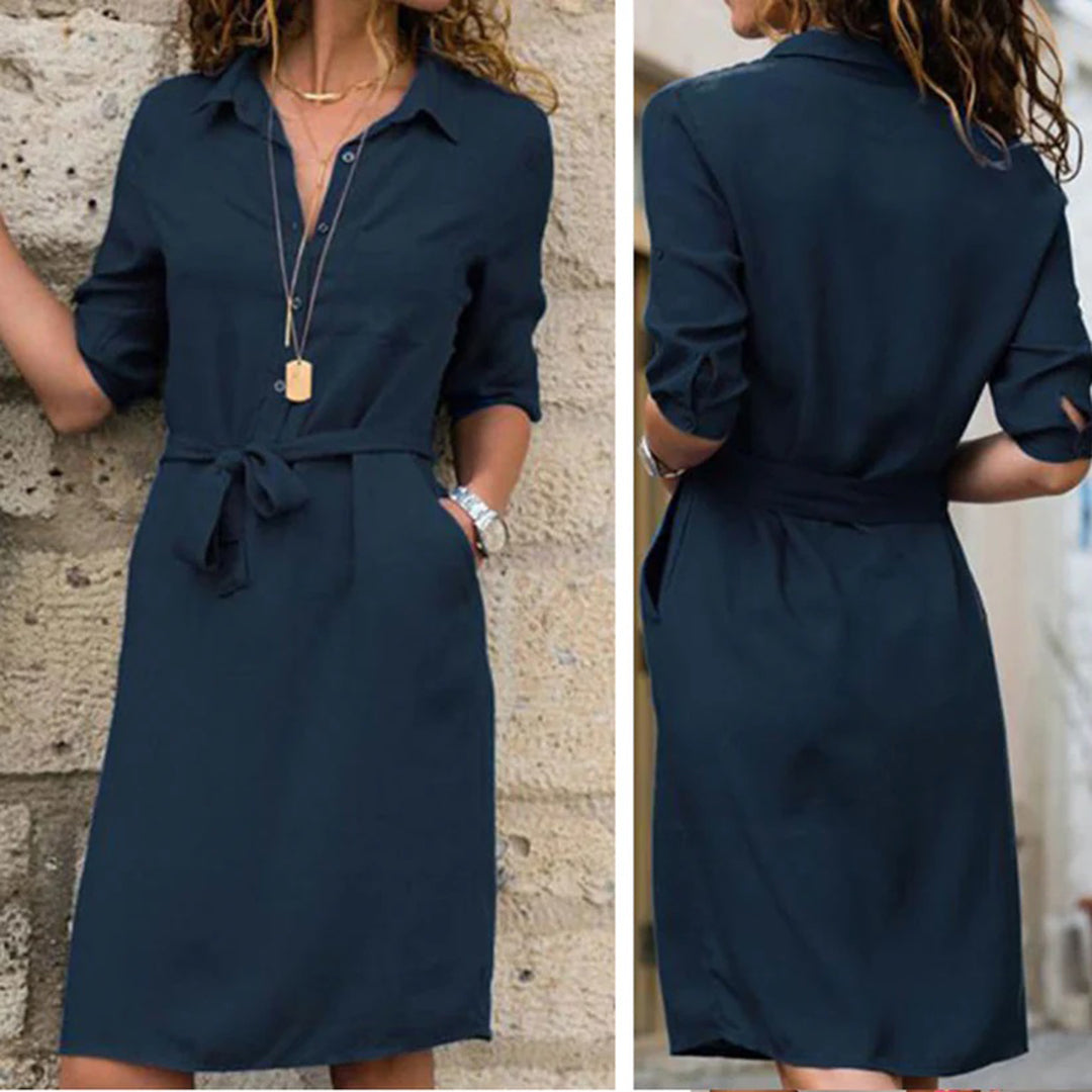 Perseida | Elegante overhemdjurk met strikceintuur - Casual & Chic