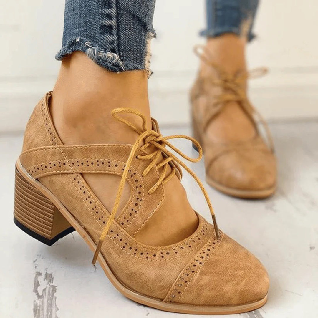 Velvord | Oxfordschoenen met hoge hak voor dames - stijlvolle lace-up, voor casual tot zakelijk gebruik