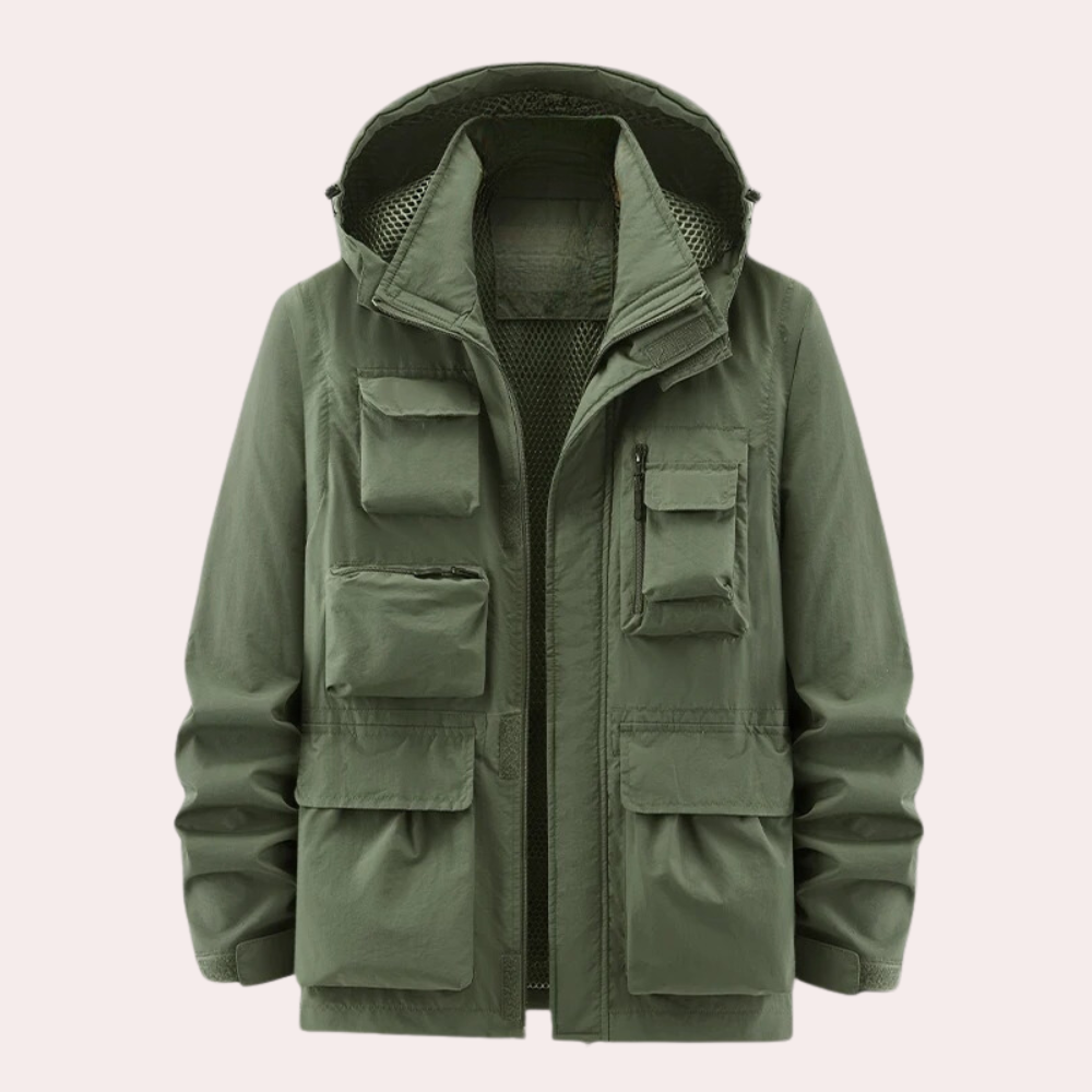 Corvallo | Herenparka met capuchon en meerdere zakken – Lichtgewicht, waterafstotende, sneldrogende jas