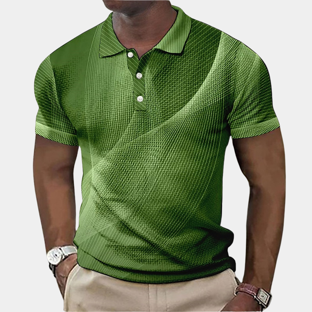 Wyron | Herenpoloshirt - Stijlvolle Creatieve Lijn Print, Casual Fit, Korte Mouw, Ademend