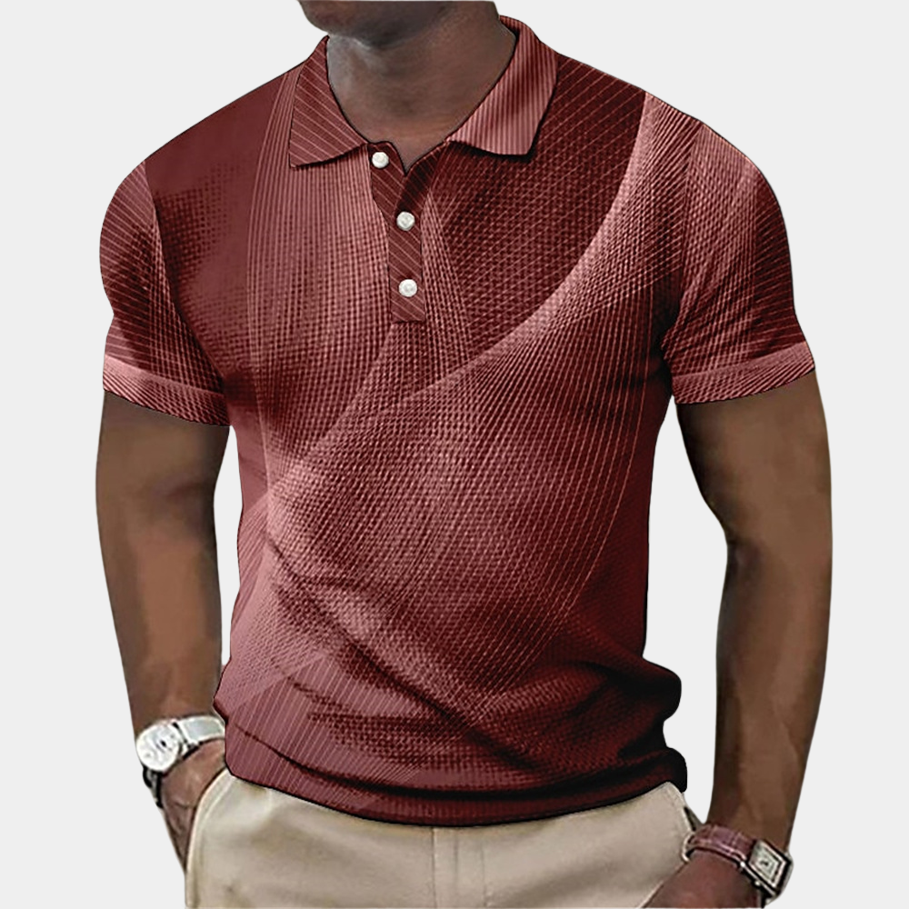 Wyron | Herenpoloshirt - Stijlvolle Creatieve Lijn Print, Casual Fit, Korte Mouw, Ademend