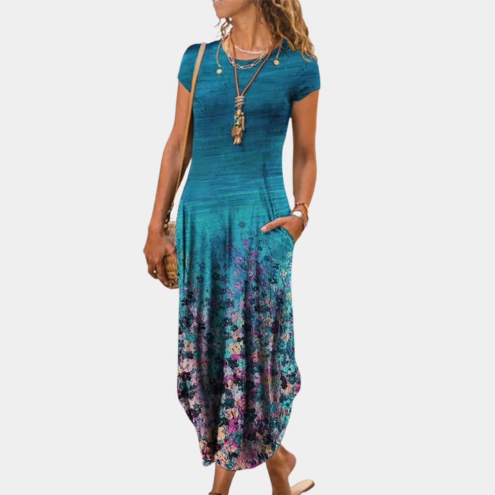 Cypriane | Maxi-jurk met abstracte print voor dames - Elegant & lichtgewicht